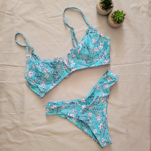 3/$30 ZAFUL Floral V-Wire High Cut Bikini